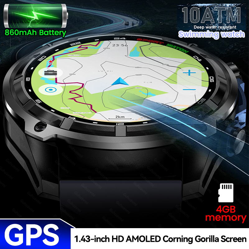 Outdoor Adventure World - 뉴 어드벤처 GPS 남성 스마트워치 1.43인치