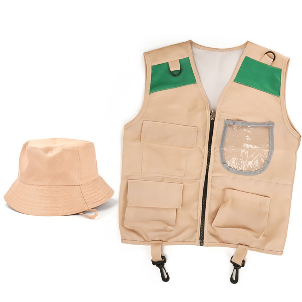 다채로운 색상의 탐험가 모자 조끼 드레스업 게임 조끼와 - Outdoor Adventure Kit For Kids 리뷰 및 가격